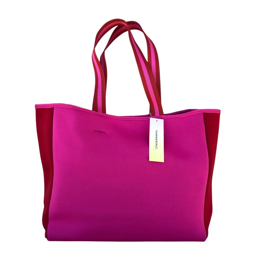 Summersalt Neoprene Pink Red Water Resistant Versatile Everyday Tote Bag